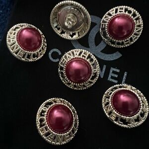 Cc-Paris (Set of 6)20mm/Bordeaux pearl/gold textured/ stamped/Shank back buttons